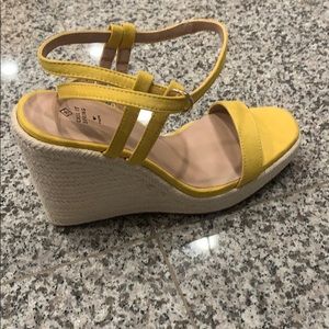 Call It Spring Mustard Yellow Gaga Wedge Sandals